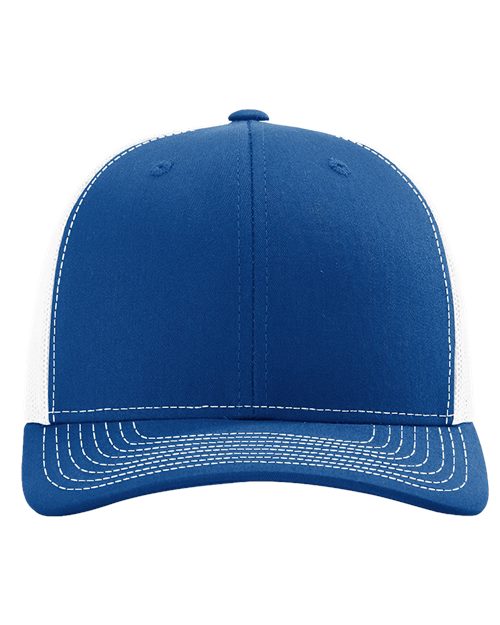 Classic two-tone Richardson trucker cap ready for a chenille patch